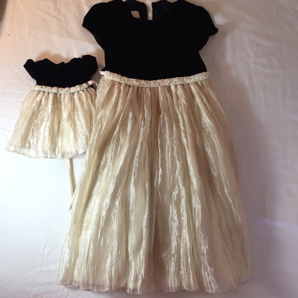 black and champagne dress